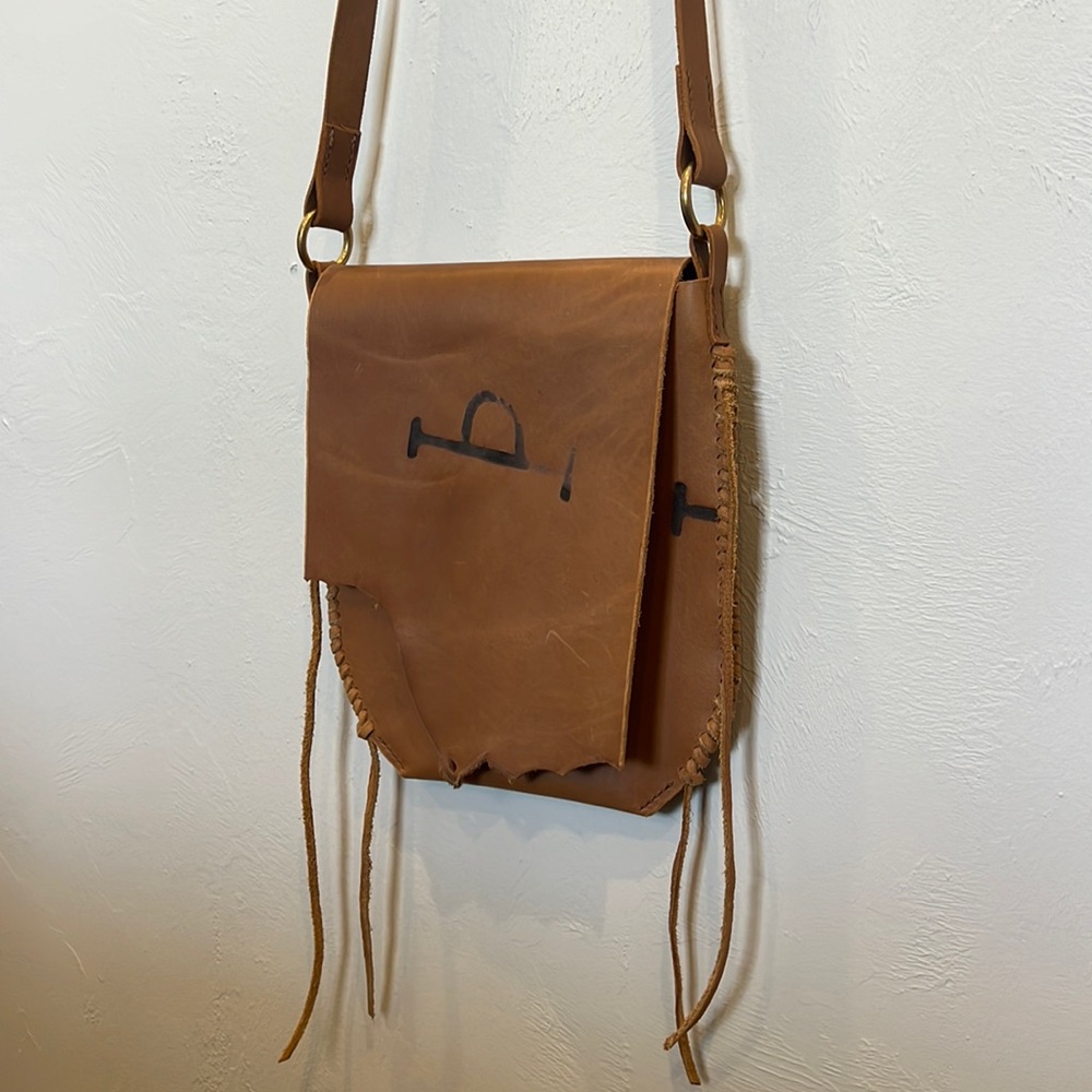 Hand made leather crossbody bag, one of a kind